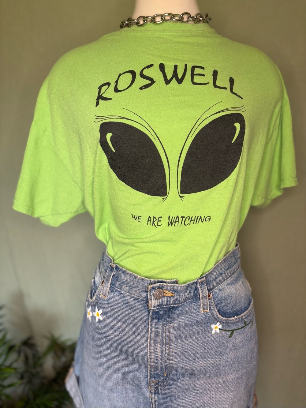 Gildan Lime Green Roswell Alien Graphic Tee